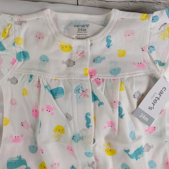 'CARTER'S' ROMPER OUTFIT SEA LIFE & WHALE ON MY BUM - Picture 4 of 11